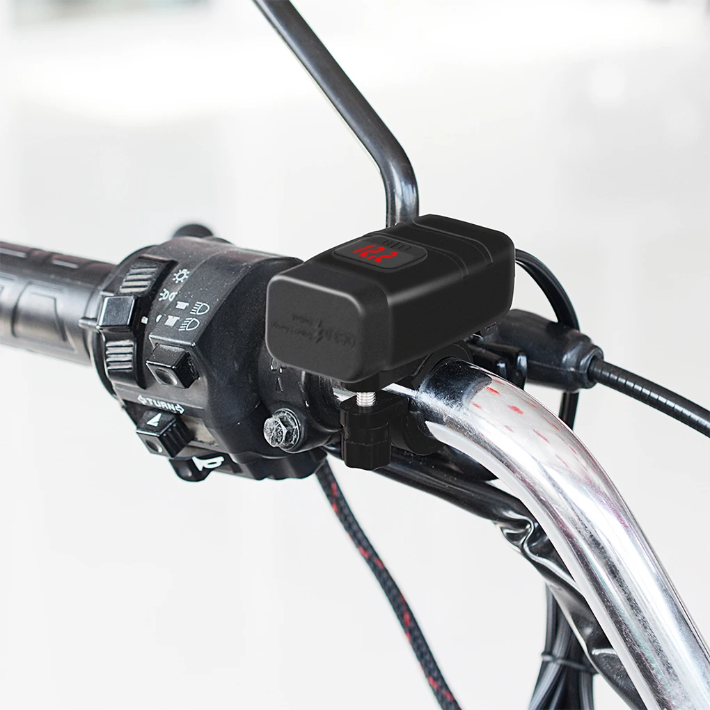 

Motorcycle Charger Socket Power Outlet Charging Adapter Voltmeter