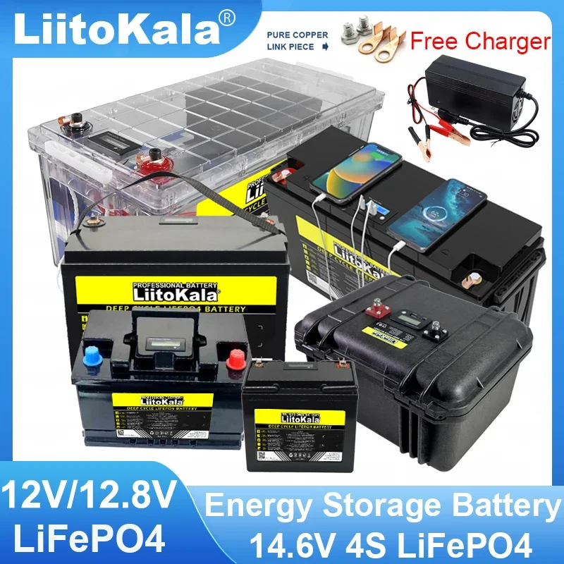 

LiitoKala 12V/12.8v 310Ah 280Ah 200Ah 180Ah 120Ah 4s LiFePO4 Battery Lithium Iron Phosphate Batteries Travel Camp 14.6v Charger
