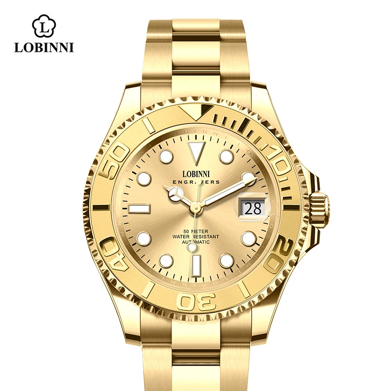

LOBINNI Men's Stainless Steel Band Automatic Mechanical Watch Waterproof Wristwatches For Man