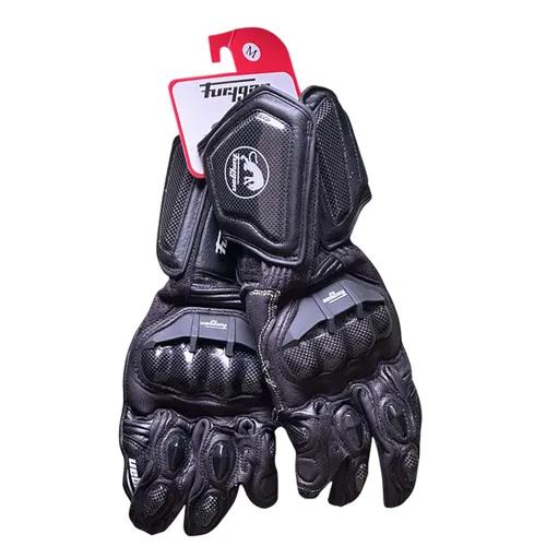 Imagen 2 del producto Guantes de Moto de cuero genuino para hombre, Guantes de defensa de seguridad de fibra de carbono para Motocross, Guantes de conducción al aire libre con pantalla táctil para Moto