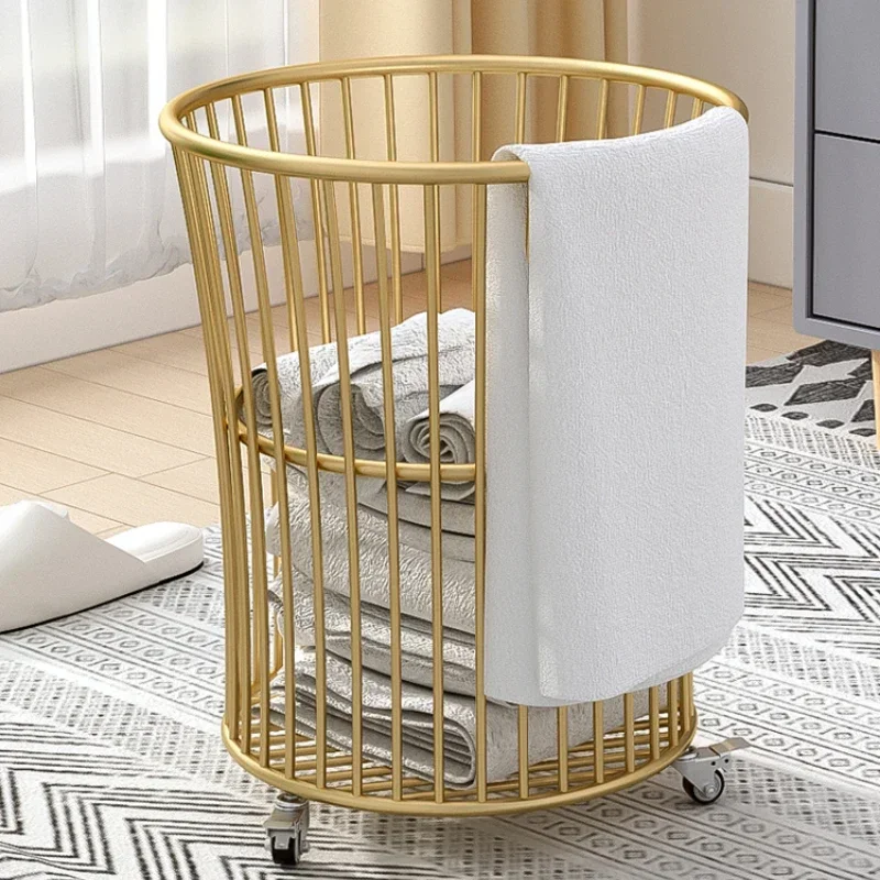 Nordic light luxury dirty clothes storage basket, golden laundry basket,