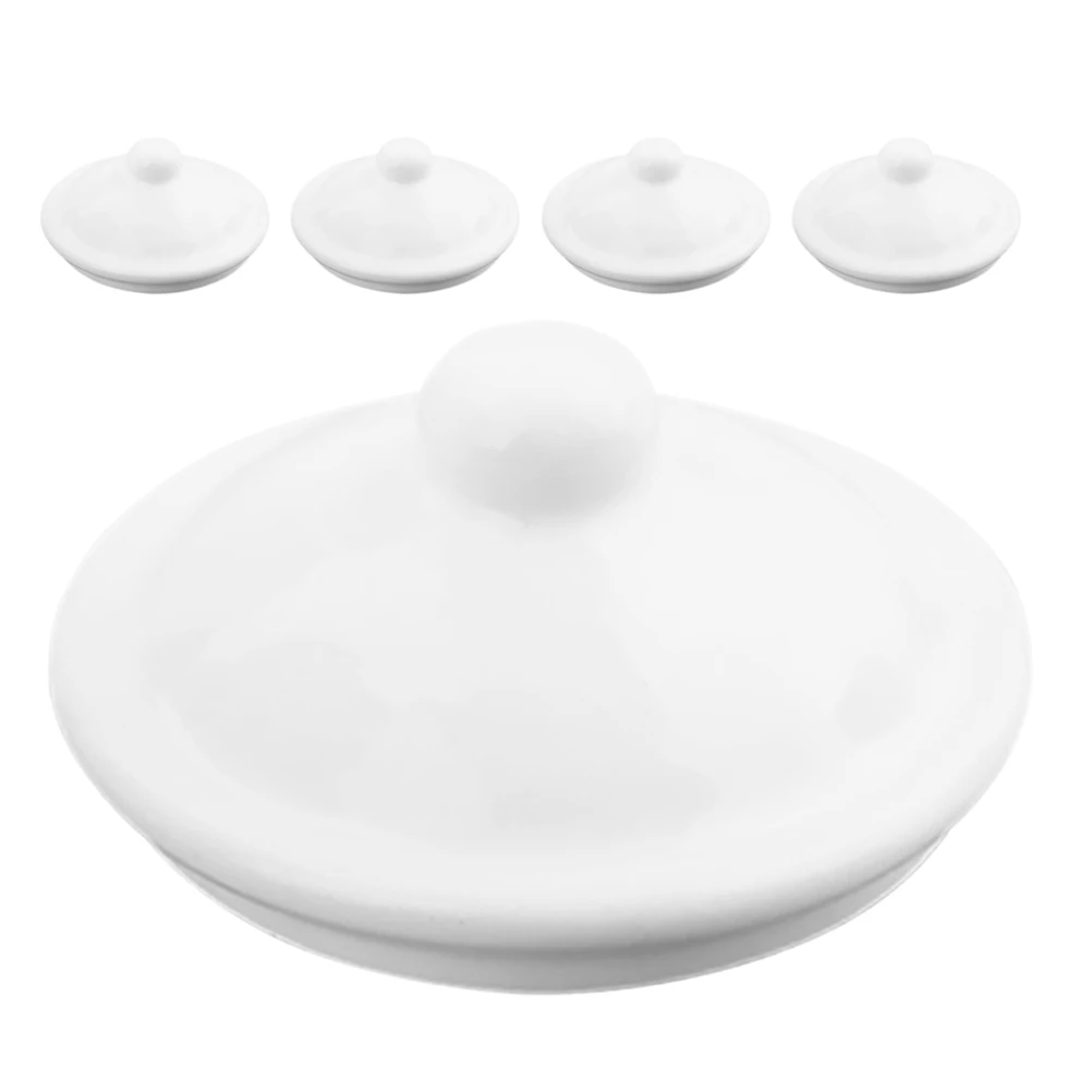 

5pcs Enamel Mug Lids Replacement White Ceramic Coffee Cup Round Leakproof Drink Bottle Lid Set For Tea Cups Water Bottles