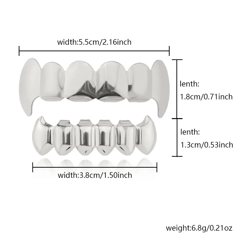 Klassische Glänzende Vampirzähne Zahnkappen Hip-Hop 6/6 Glatte Oberfläche Zahn-Grills für Frauen Männer Halloween Cosplay Schmuck Geschenk – Detail 11