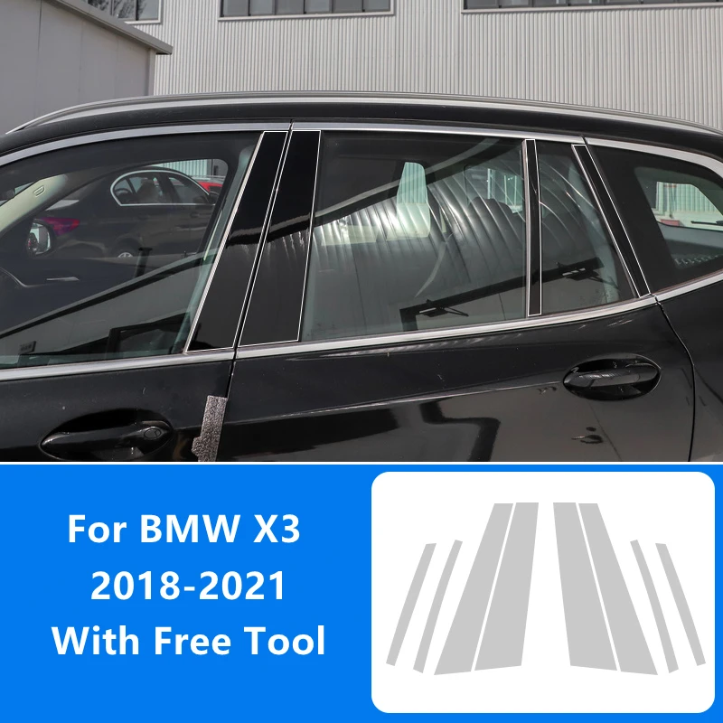 

For BMW X3 2018-2022 TPU Car Door Window Transparent BC Column Pillar Film Cover Strip Reflection Panel Membrane Trim Styling