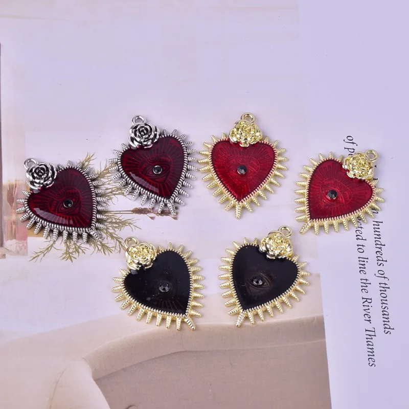 10pcs/pack Flower Evil Eye Heart Gothic Style Metal Charms DIY Earring Bracelet Jewelry Making