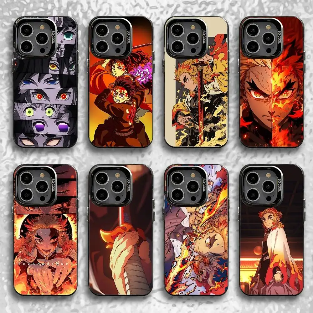 

Kyojuro Rengoku D-Demon S-Slayer Phone Case For iPhone 16,15,14,13,12,11,Pro,Max,Plus,Mini,SE Black Candy Matte Shockproof Cover