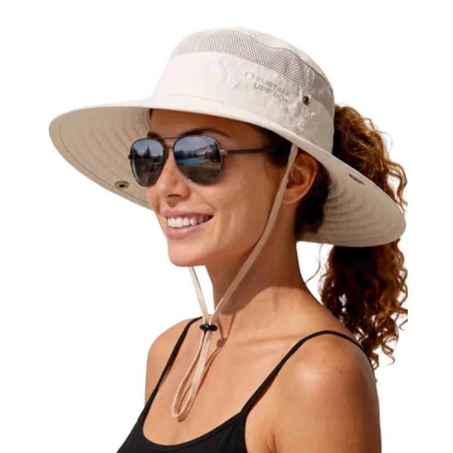 

FURTALK Sun Hats for Women with Ponytail Hole Beach Hiking Summer Wide Brim Outdoor UV Protection Packable Bucket Safari Hat