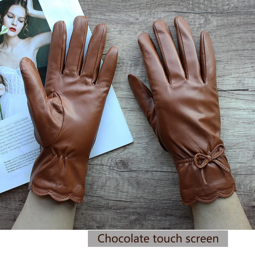 fashion-new-women's-leather-gloves-touch-screen-sheepskin-velvet-lining-autumn-and-winter-thick-outdoor-cycling-warm-gloves