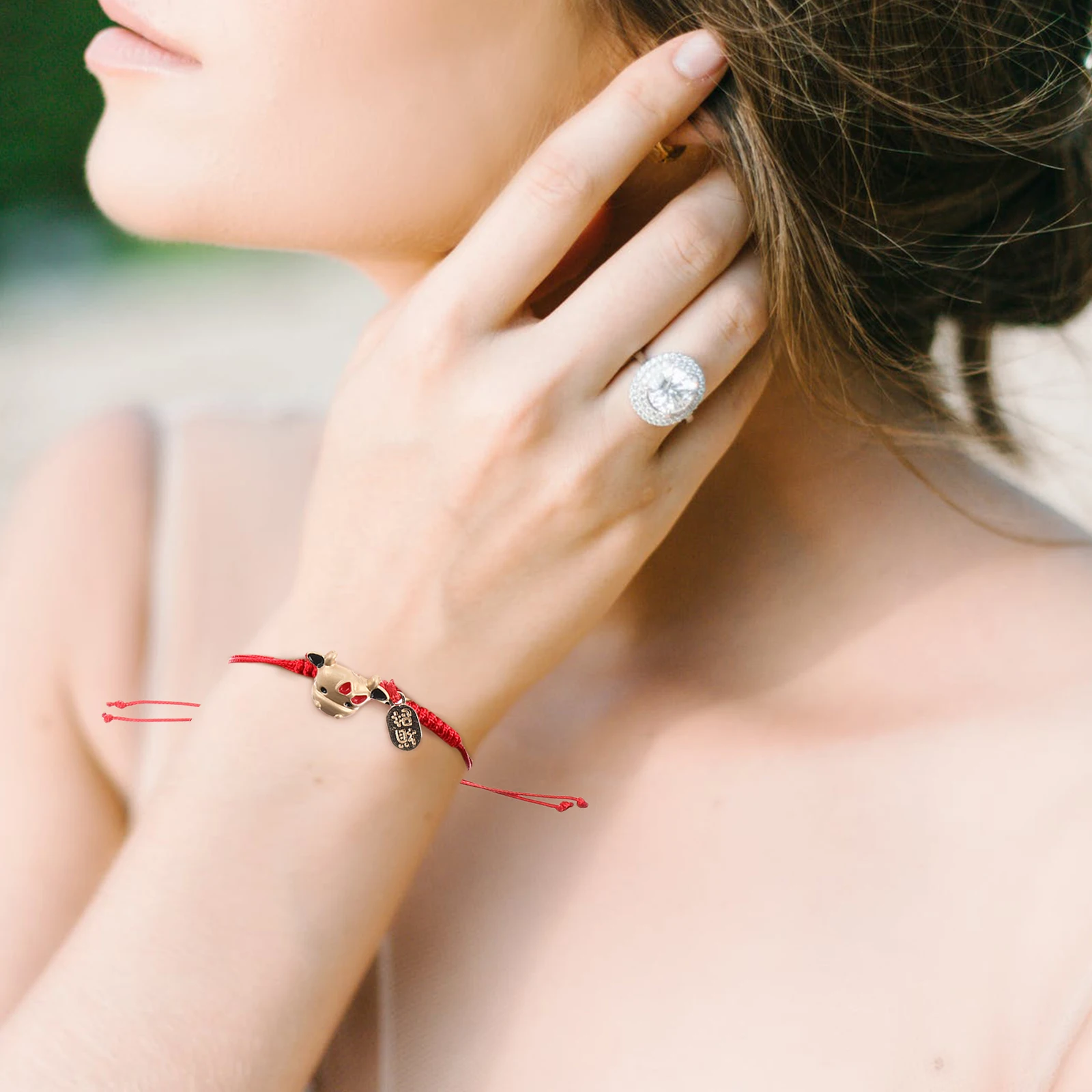 

3pcs Red Rope Bracelet Wrist Chain Lady Ox Year Festive Handmade Woven Alloy Wristbands Chinese Zodiac Jewelry Women Girls Gift