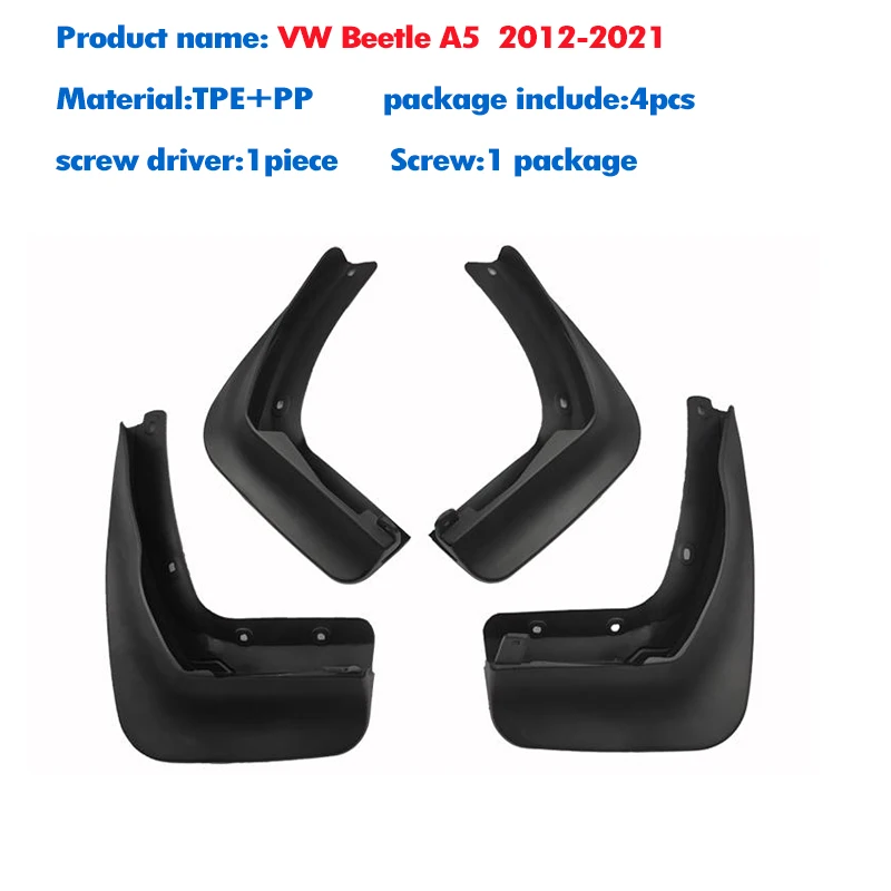 OUY Set Molded Mud Flaps For VW Beetle (A5) 2012-2021 Mudflaps Splash Guards Front Rear Mud Flap Mudguards 2013 2014 2015 2016 2