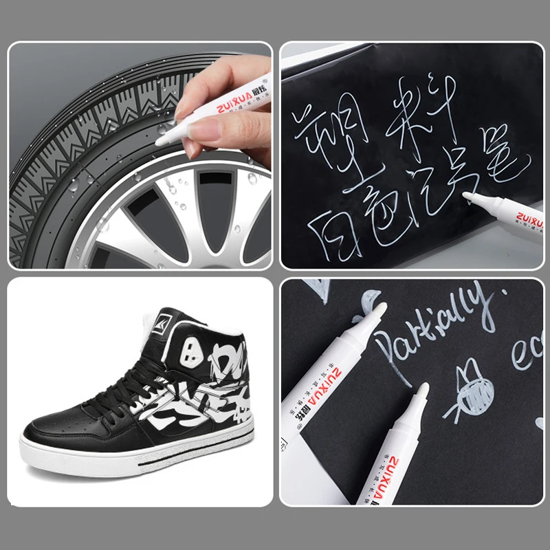 1/3/5 Pcs White Marker Pens 1.0mm 2.0mm Fast Drying Permanent Oily Waterproof Paint Tire Markers Graffiti Pens