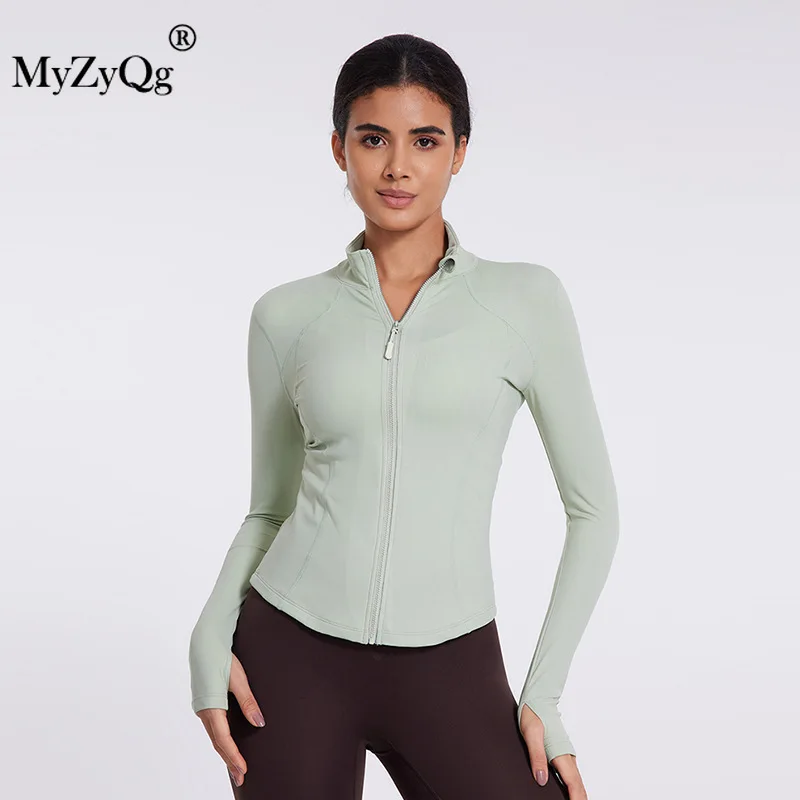 MyZyQg Fall and Winter Sports Casual Zipper Jacket Slim Three-dimensional Thin Running Fitness Tops Yoga Clothing Long-sleeved