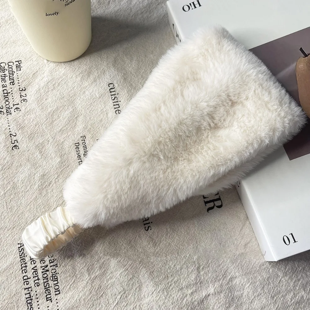 

Ear Warm Fluffy Headband Windproof Korean Style Rabbit Fur Hairband Wide Edge Headwear Winter Elastic Headband