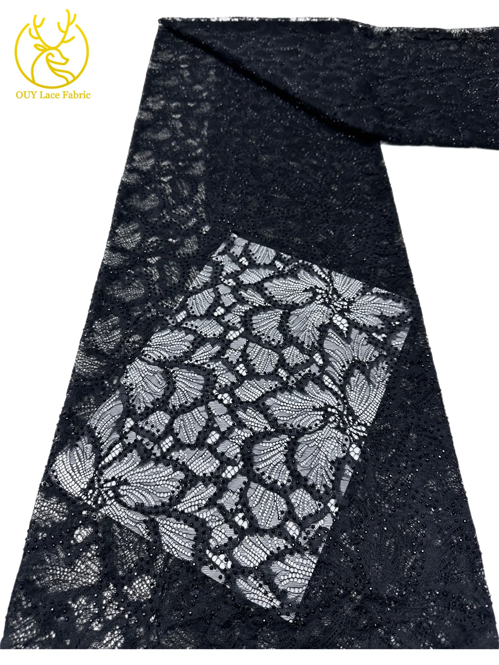 Nigerianischer Glasdiamant-Tüll-Spitzenstoff, französische Pailletten-Spitze, afrikanischer Spitzenstoff für Partykleid, Hochzeitskleid, 5 Yards – Detail 24