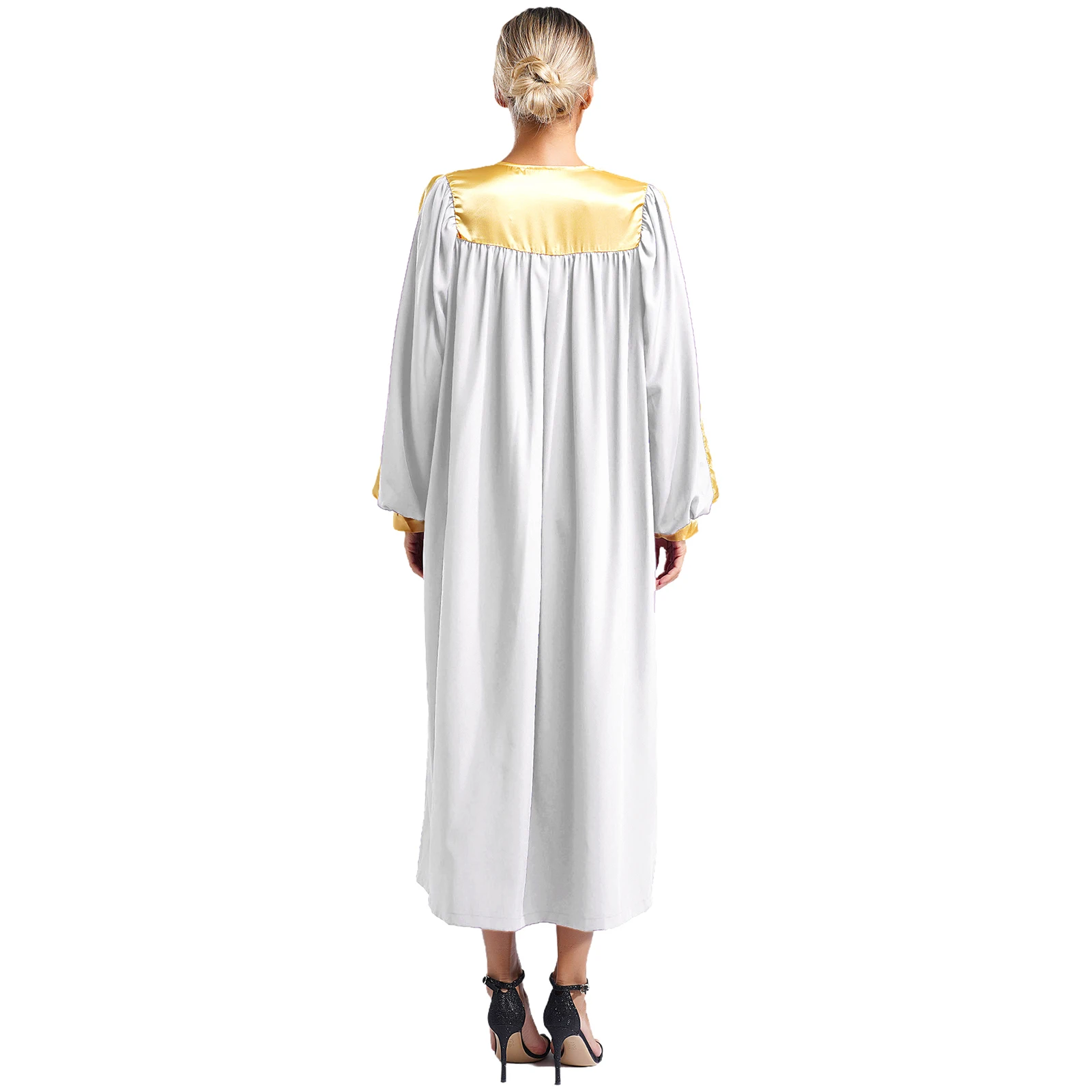 Women Men Muslim Arabic Thobe Robe Long Sleeve Dancewear Performance Gown Robe Metallic Contrast Choir Church Worship Costume