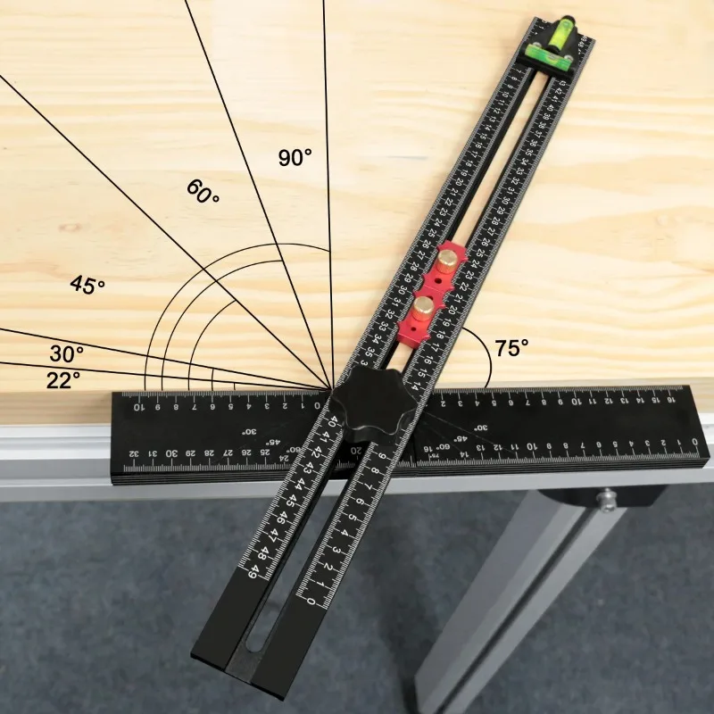 

2-in-1 Multi-Purpose Drilling Guide Ruler,Adjustable Hole Positioning Jig for Cabinets&Drywall,Aluminum Alloy Hardware Template