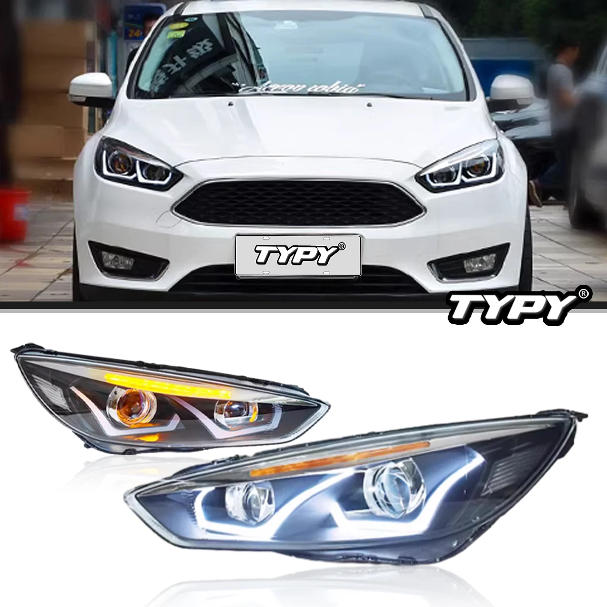 

TYPY Car Headlights For Ford Focus 2015-2018 LED Car Lamps Daytime Running Lights Dynamic Turn Signals Car Accessories