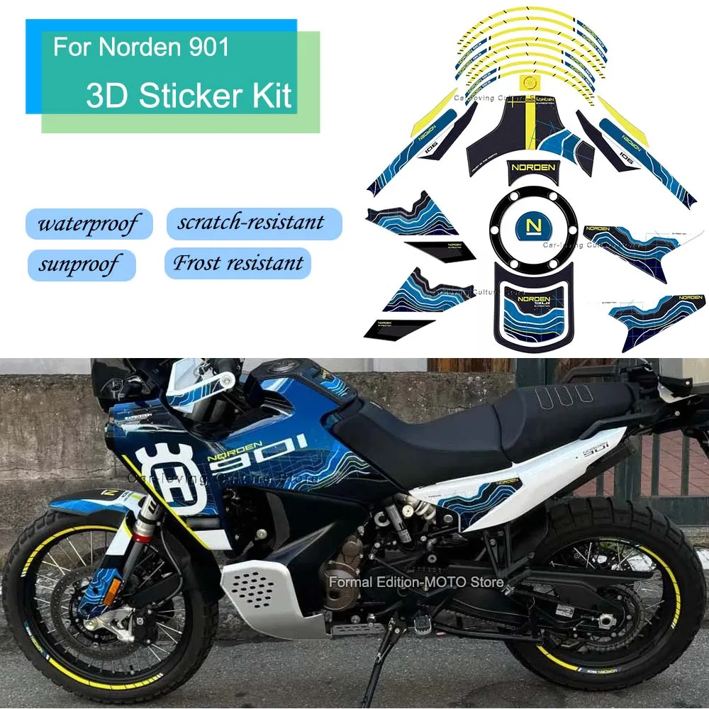 For Husqvarna Norden 901 Waterproof Protective Sticker Motorcycle Protection Kit Fuel Tank Pad Stickers 3D Epoxy Resin Stickers