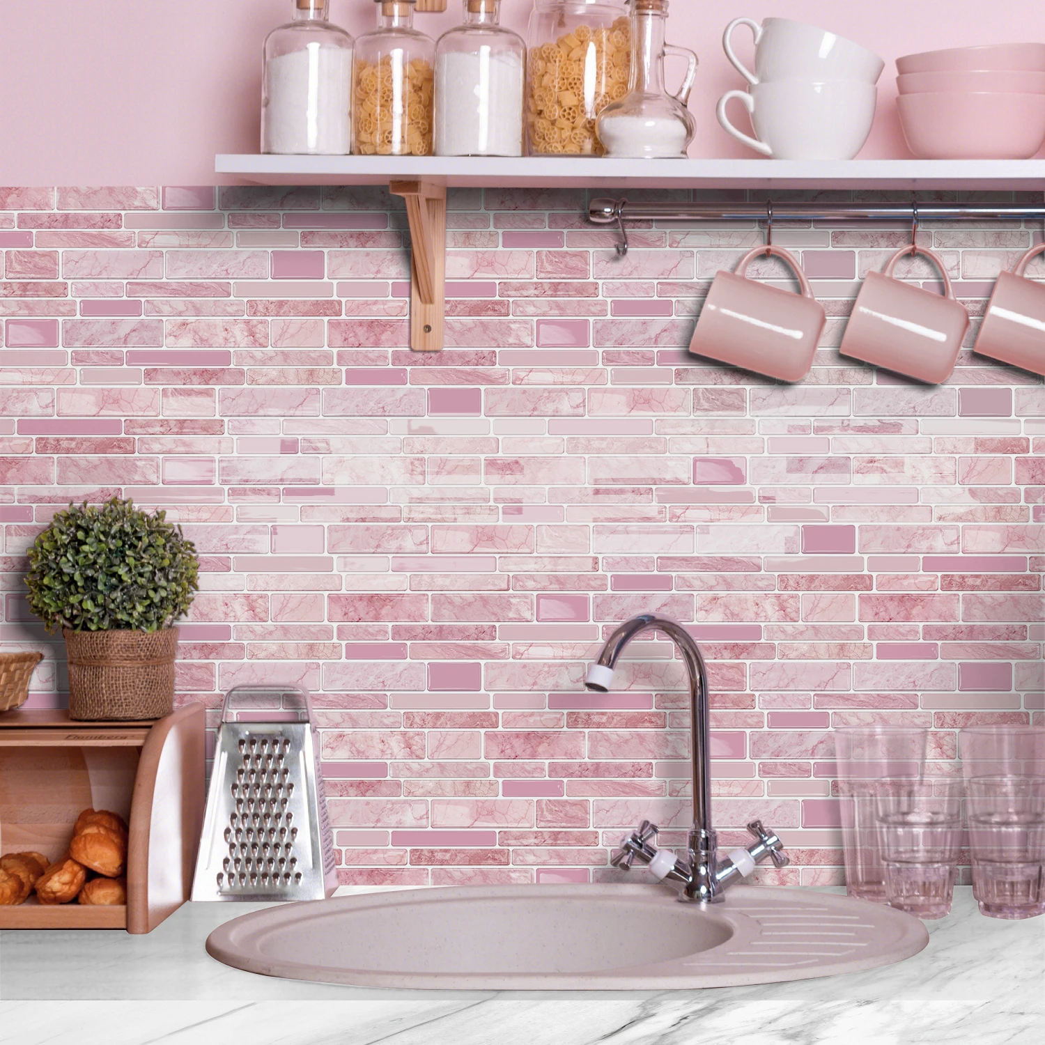 20 pieces of peel and stick splash guard, imitation tile sticker, suitable for kitchen, bathroom countertop, 24.6 cm X 12 cm