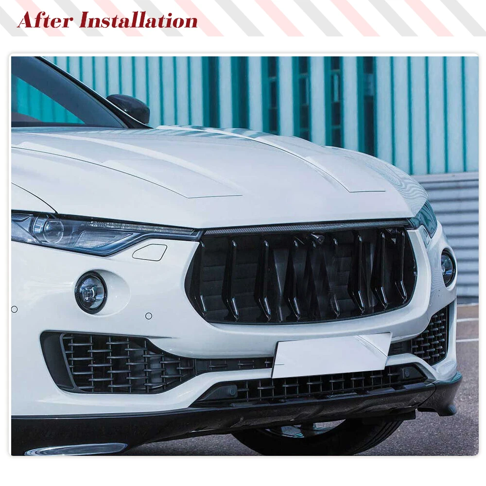 For Maserati Levante Base/S Sport Utility 2016-2020 4-Door Real Carbon Fiber Car Front Bumper Middle Mesh Grill Decoration Trim