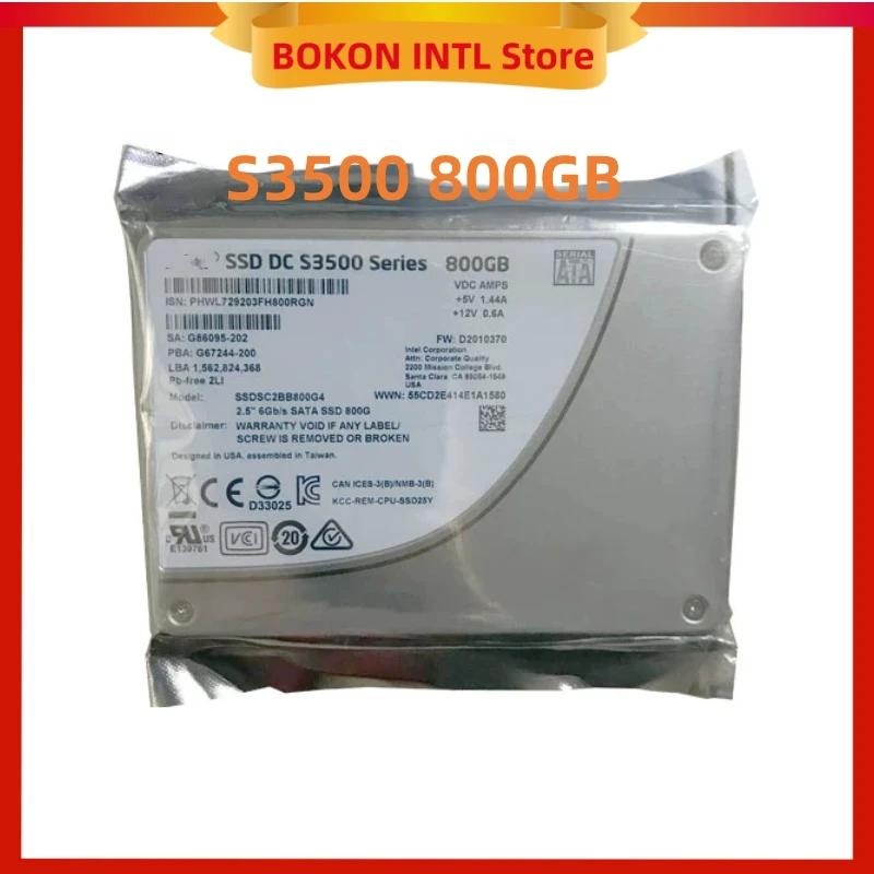 SSD DC S3500 SERIES 800 ГБ 480 ГБ 300 ГБ 80 ГБ SSD 5300 240 ГБ 6 Гбит/с 2,5 "SATA SSDSC2BB800G4 Твердотельный накопитель для INTEL