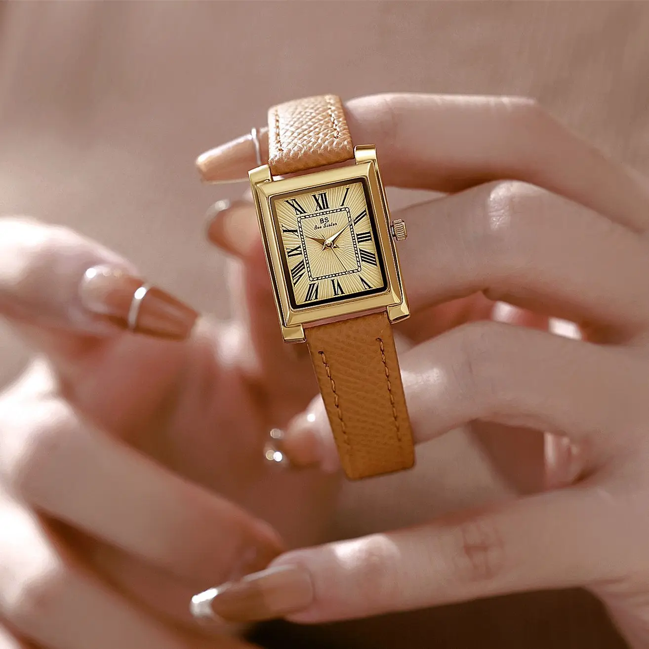 2025 NOWE Zegarki Damskie Kwadratowa Tarcza z Cyframi Rzymskimi Zegarek Kwarcowy Minimalistyczny Ekskluzywny Skórzany Pasek Damski Zegarek na Rękę