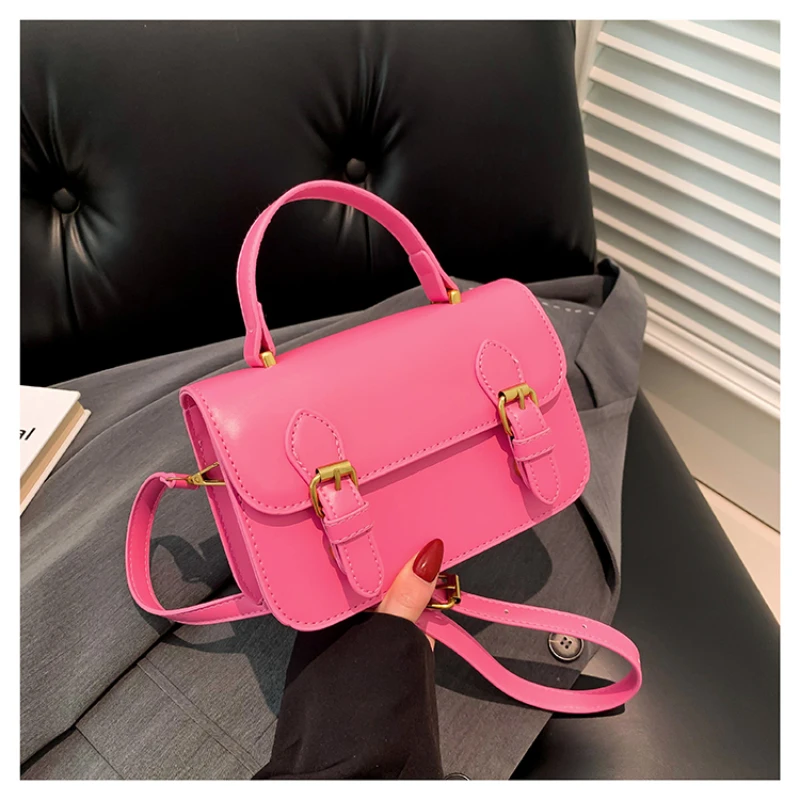 PU Soild Satchels Shoulder Bags Hasp Plaid Fashion Handle Bags for Ladies on Sale 2024 High Quality Bolsa De Ombro Feminina