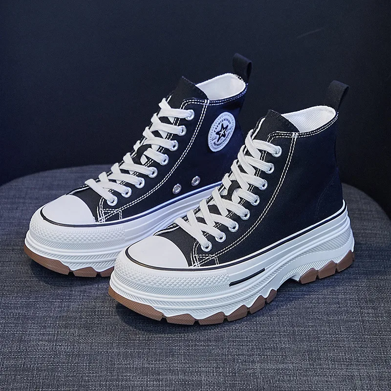 Women Canvas Flat Shoes 2024 Autumn New Women Running and Walking Casual Canvas Thick Soled Sports Shoes 35-40