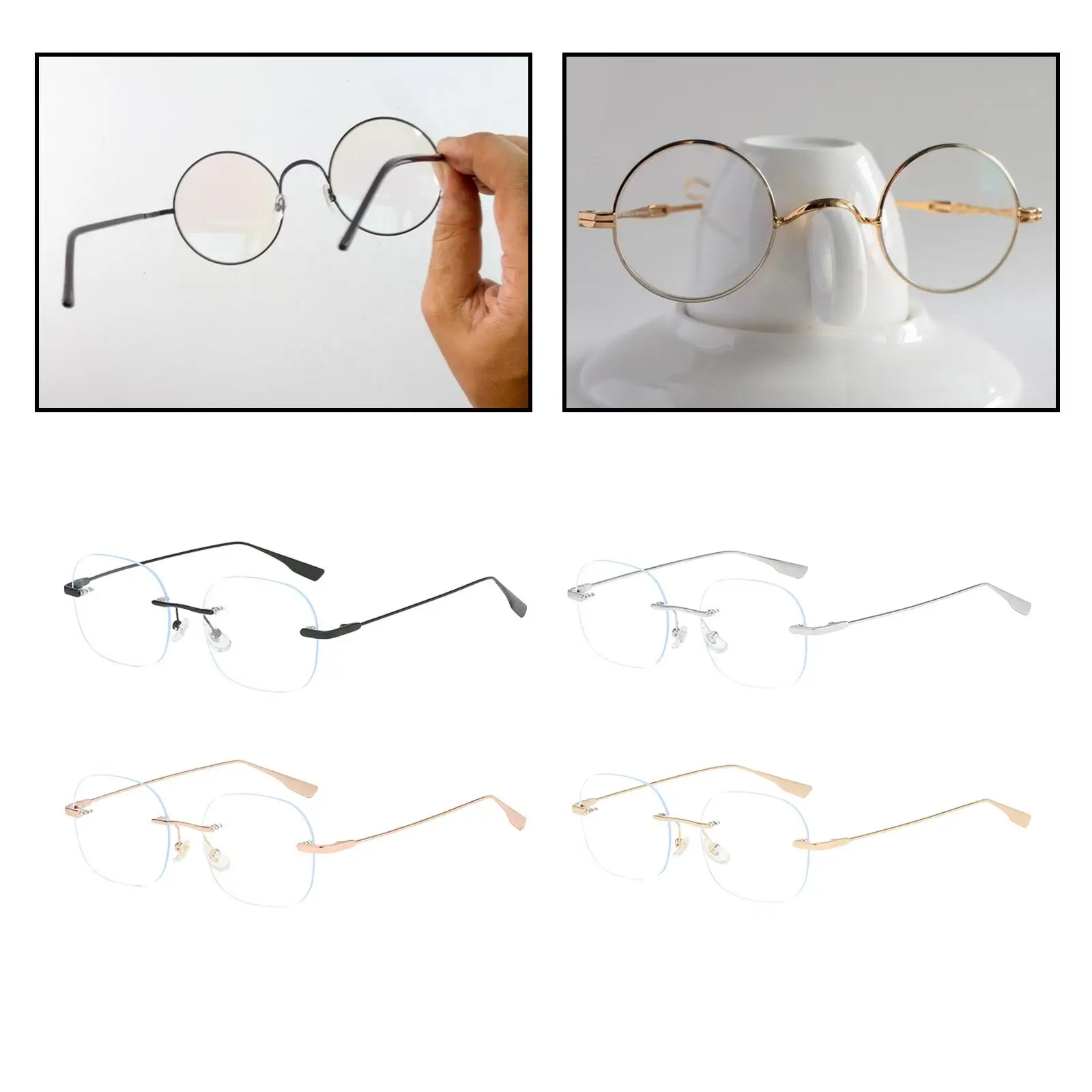 Lunettes légères sans cadre pour hommes et femmes, lunettes confortables, anti-lumière bleue, lunettes pour adultes, ordinateur, vacances