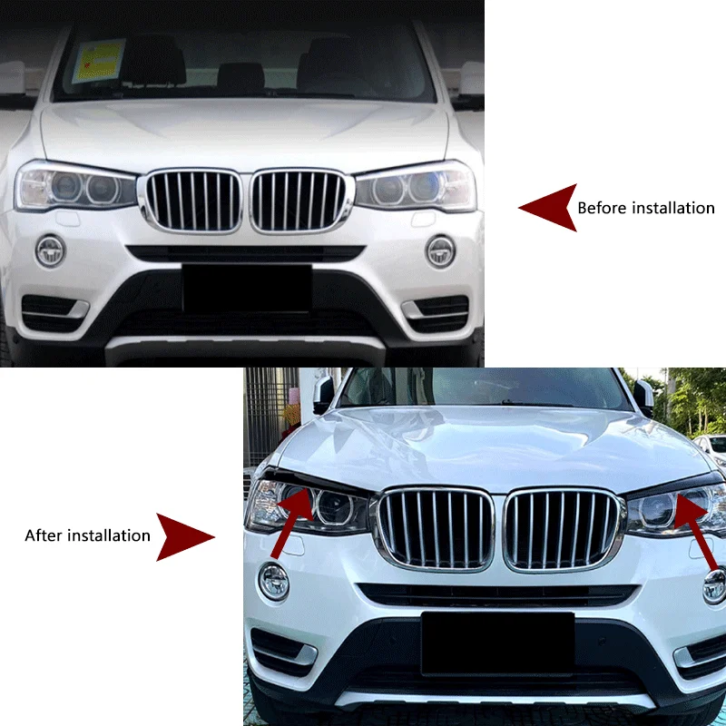 

Car Headlight Eyebrows Front Light Eyelids For BMW X3 F25 X4 F26 2014-2017 Head Lamp Stickers Cover Trim Body Kits Accessories