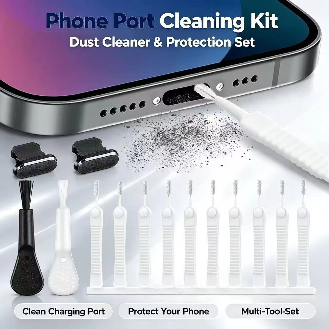 Metal 2 In 1 Type-C Dust Plug With Cleaning Brush USB C Charging Port Anti Dust Protector Stopper For All Type-C Smartphones