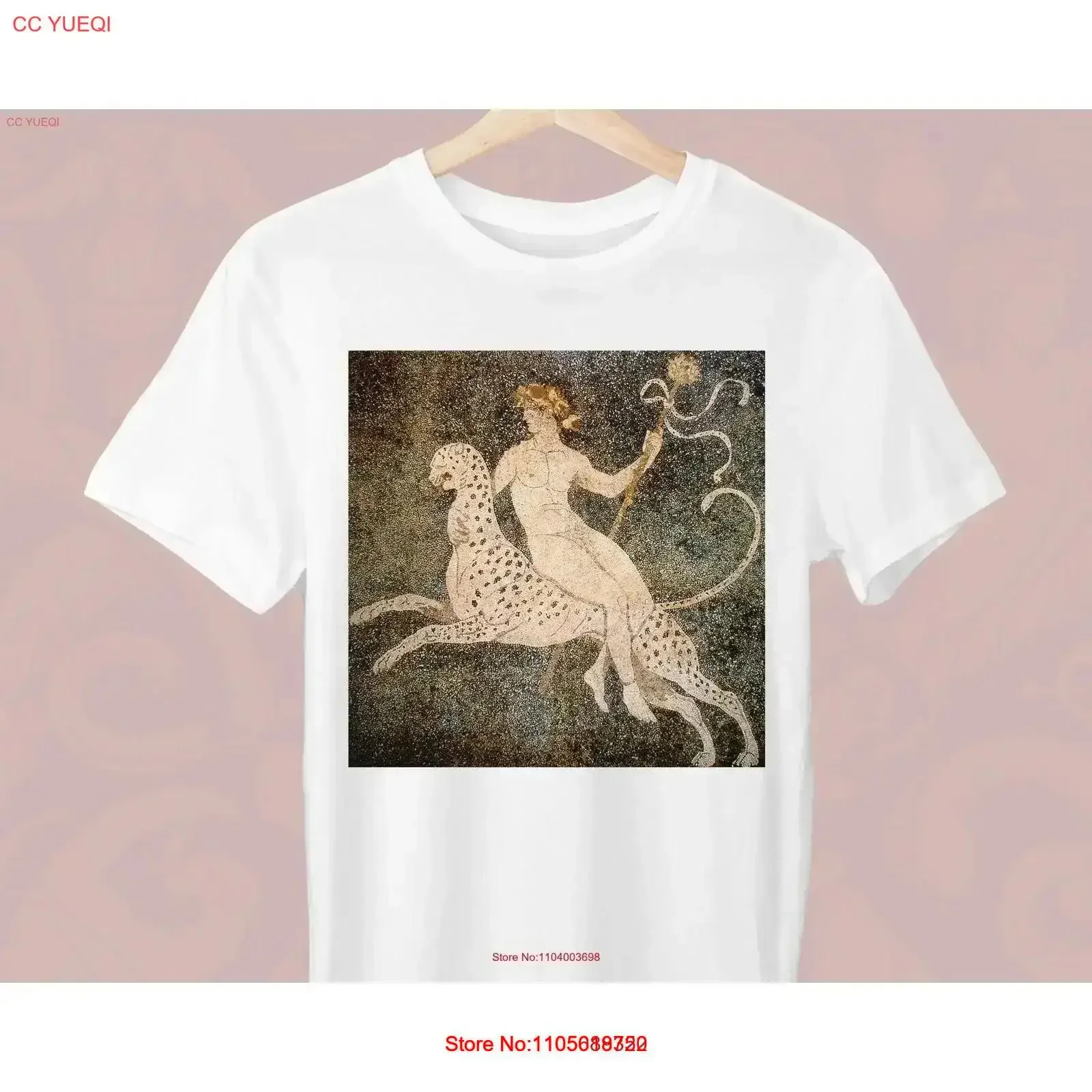 Dionysos on a Cheetah Pella T Shirt Greek Mosaic for Trendy Stylish vintage Washed Comfortable Soft homme Top Everyday Wear