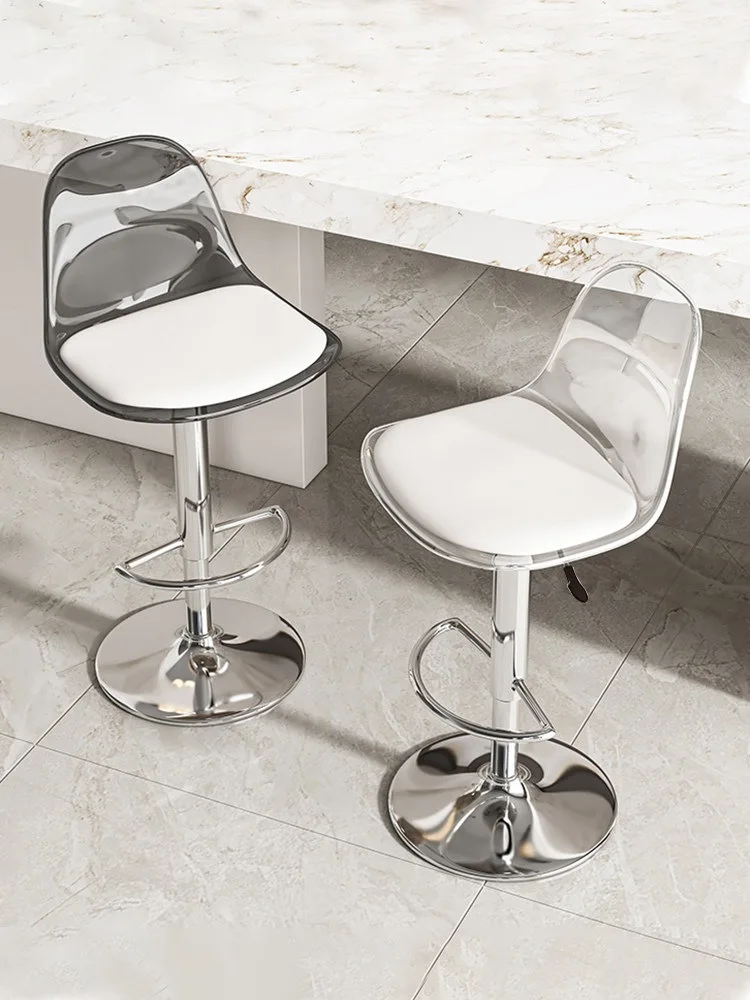 

HYS bar chair swivel lift light luxury high stool bar chair acrylic transparent front desk back chair