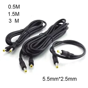 Bilashmart 0.5/1.5/3M DC 12V 10A Power Supply Splitter Male To Male Connector 5.5mm*2.5mm Plug Power Adapter Extension Cable