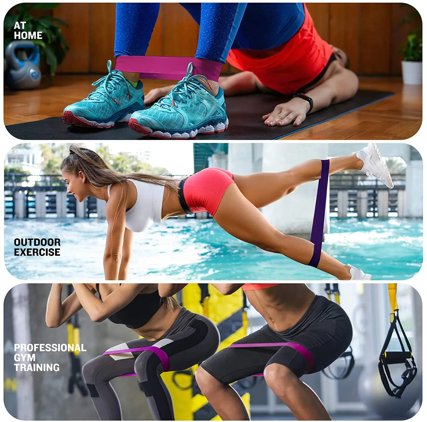 Fitnessstudio mit elastischen Bändern, Fitness-Trainingsgeräte, Yoga-Widerstandsbänder, Übungsvolumen, Fitnessstudio-Training, Bodybuilding, Pilates – Detail 19