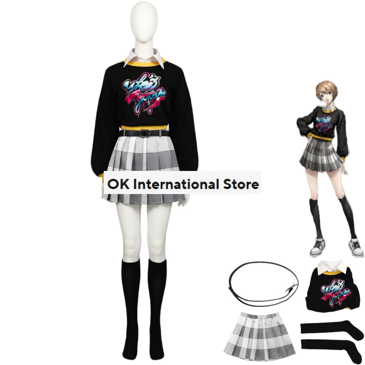 Anime Game Persona 5 The Phantom X Motoha Arai Cosplay Costume Hoodies JK Lattice Skirt Woman Sexy Kawaii Carnival Suit