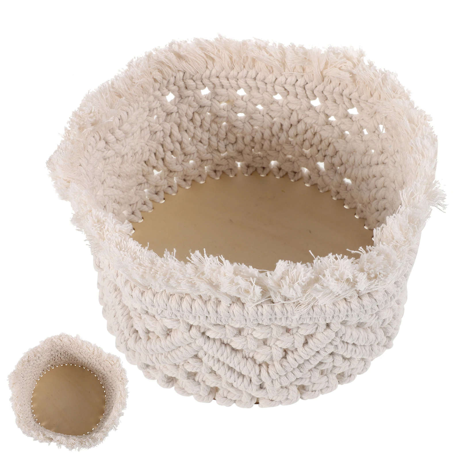 

Cotton Rope Storage Basket Collapsible Woven Organizer Large Capacity Wood Cotton for Bathroom Bedroom Office Use
