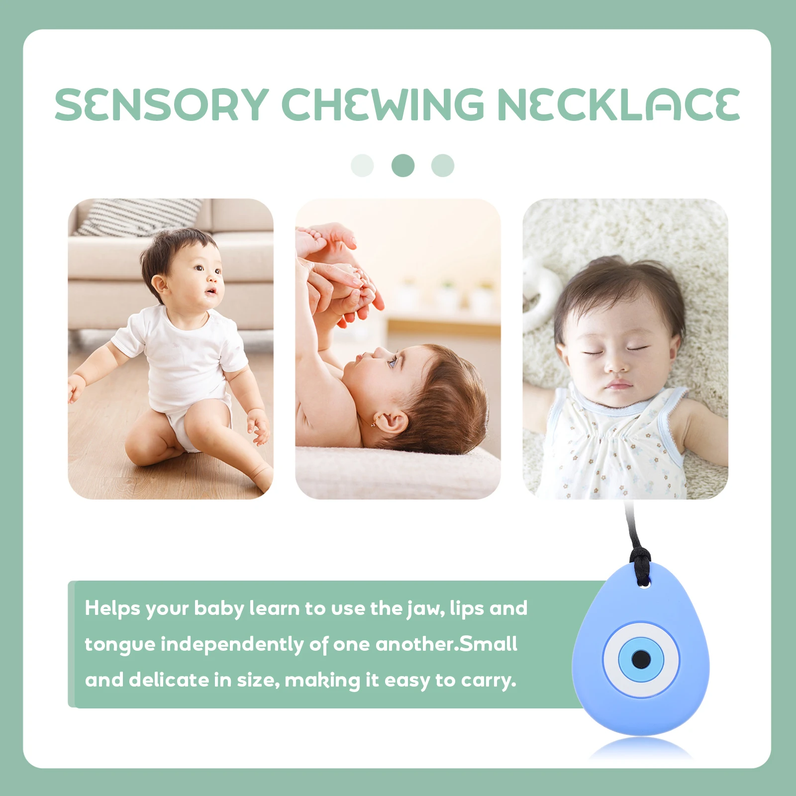 

Silicone Gum s for Babies Durable Chew Pendant Blue Silica Gel Teether