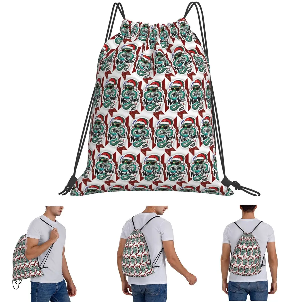 Snake Christmas, Merry Christmas Backpacks Multi-function Drawstring Bundle Pocket Sports Bag Book Bags for Man Woman Students