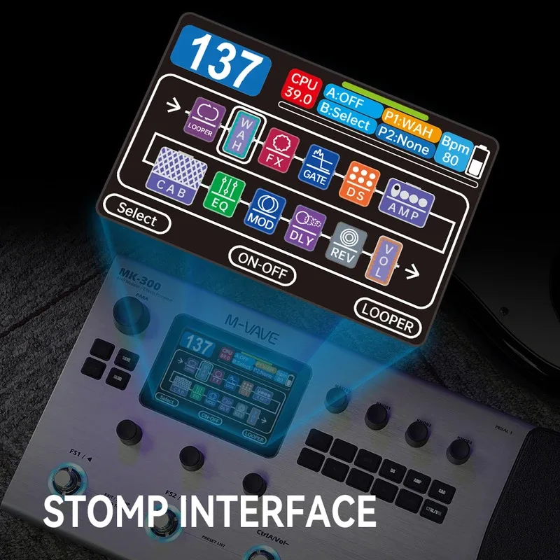 [Incl. Imposta] Processore multieffetto per chitarra M-VAVE MK300 150sLOOPER 128Drum Supporto pedale effetti MK-300 per file Kemper/Axe-FX