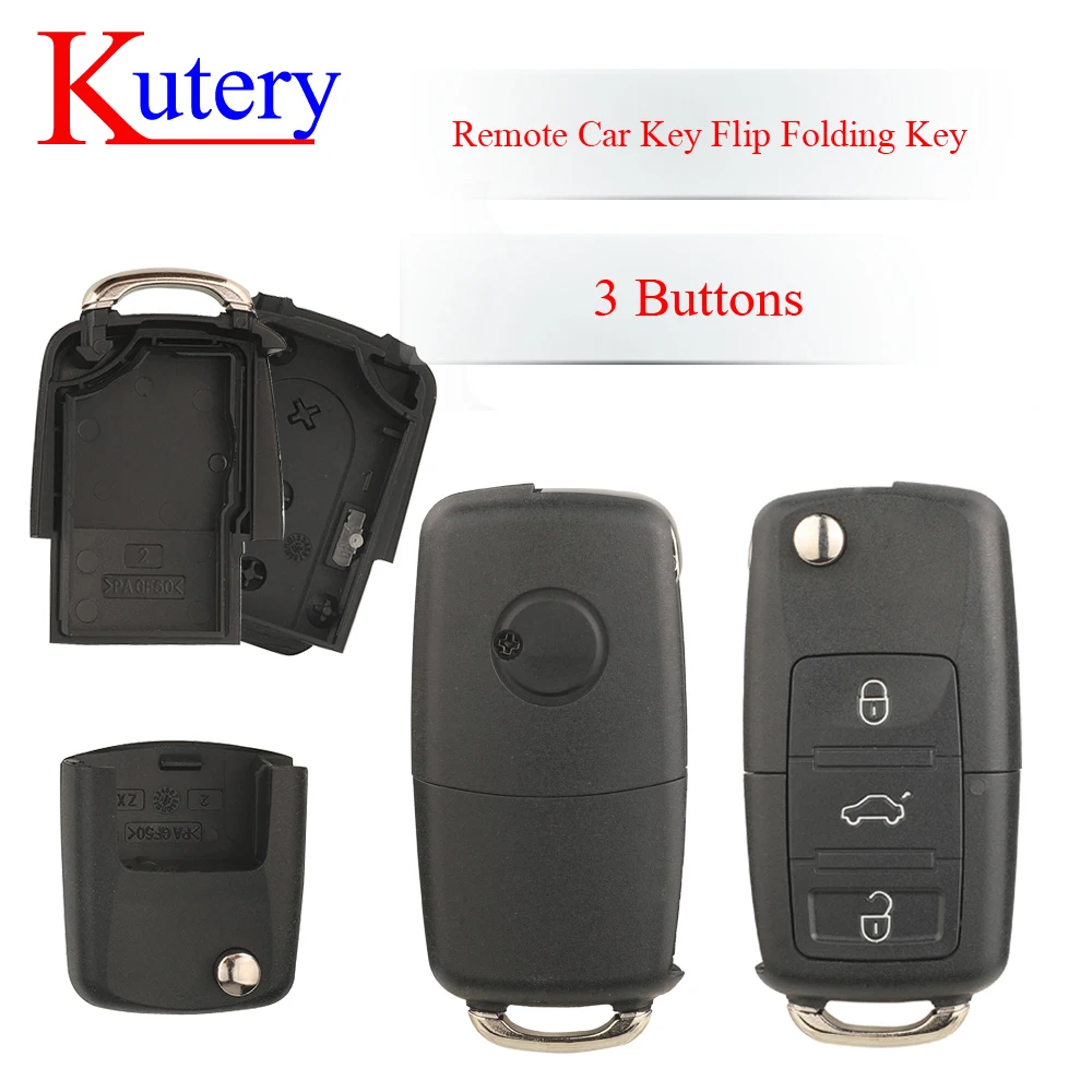jingyuqin New Remote Car Key Flip Folding Shell Case For Volkswagen Vw Jetta Golf Passat Beetle Skoda Seat Polo B5