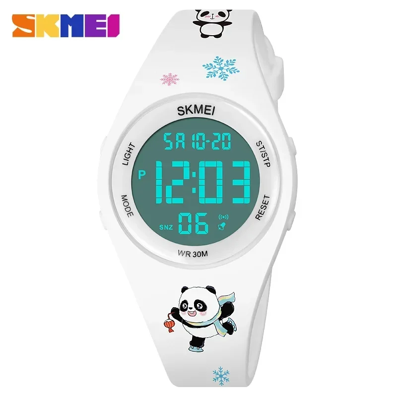 SKMEI 1865 Waterproof Back Light Chrono Countdown Kids Wristwatch Clock For Boys Girls Cute Cartoon Panda Pattern Children's Wat