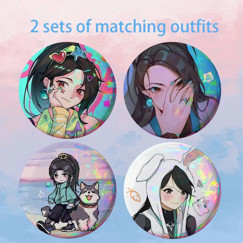 V-Valorant S-Sage 2 piece set Pins Creativity Printed Pictures Text Metal Lapel Badges Brooches Jewelry Gift