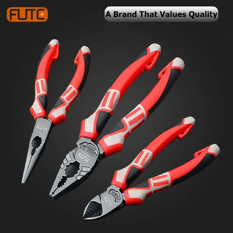 

FUTE 6/8 in Multifunctional Wire Cutter German Electrician's Pliers Thickened Clamp Head Cr-V Hand Tools Anti Slip Labor-saving