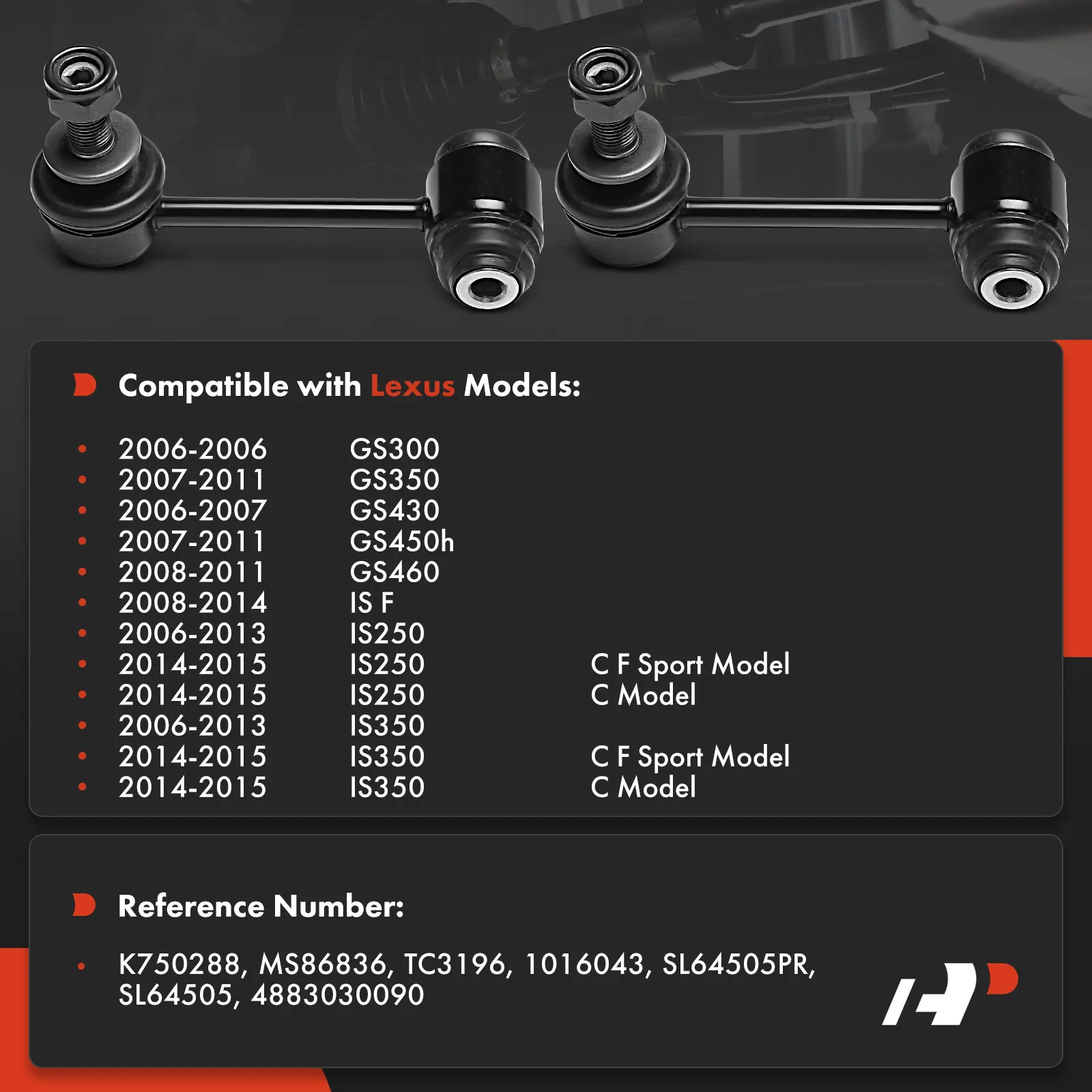 A-Premium 2x Rear Sway Bar Link for Lexus IS F 2008-2014 IS250 IS350 2006-2015 GS300 2006 GS350 2007-2011 GS430 2006-2007 GS460