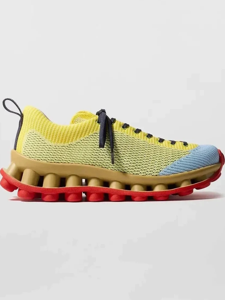 

Luxury Knitted Midsole Running oes Couples o Absorption Dad oes Spor Casual oes Breathable round Toe Color Blo