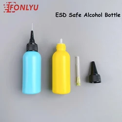 2Pcs 60ml ESD Safe Alcohol Bottle Needle Tip Soldering Cleaning Liquid Flux Alcohol Oil Dispenser Plastic DIY Phone Repair Tools
