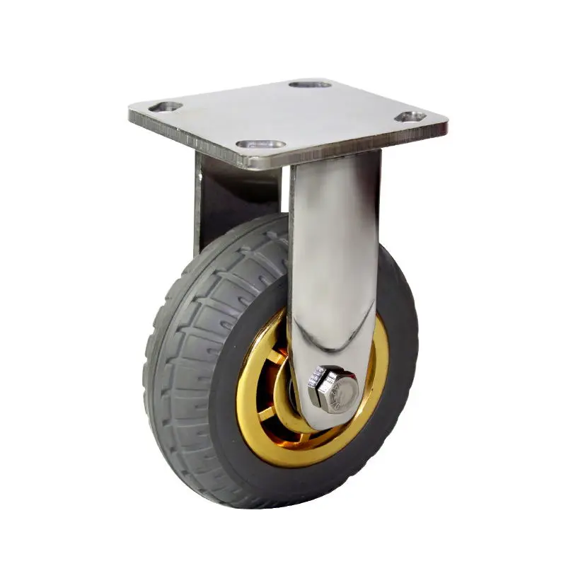 6 inch heavy duty 304 Stainless Steel 304 Elastic rubber Trolley 150mm Swivel castors Solid core Rubber Anti rust caster wheels