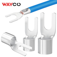 50PCS Fork Crimp Terminals Electrical Wire Connectors M3 M4 M5 Non-insulated U Type Silver Plated Brass Spade Lugs Cable Shoes