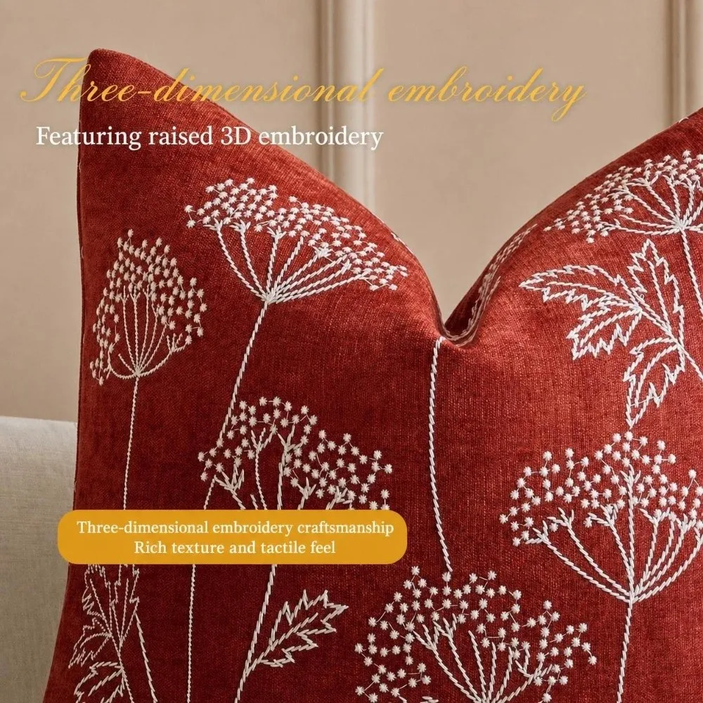 Soft Dandelion Embroidery Pillowcases Countryside Style Breathable Cushion Cover Retro Sofa Decor Pillow Case Aesthetic Decor